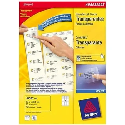 Abbildung von Avery J8167 40 Etiketten für Tintenstrahldrucker 199,6 x 289,1 mm Stück Weiß