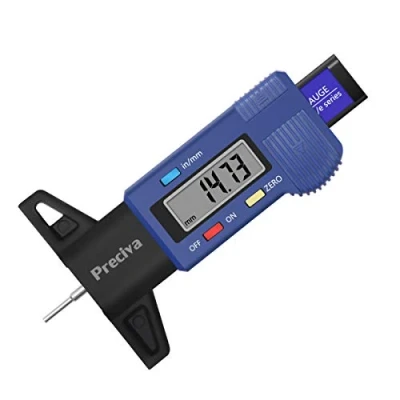 Abbildung von Preciva Reifen Profiltiefenmesser Reifenprofilmesser Auto Tiefenmesser Motorrad Profilmesser Messchieber LCD Display mit Ersatzbatterie, 0 25 mm (blau)