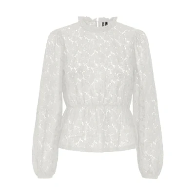 Abbildung von PIECES Damen Pcjanessa Ls Lace Top, Cloud Dancer, XS