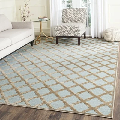 Abbildung von SAFAVIEH Traditionell Teppich für Wohnzimmer, Esszimmer, Schlafzimmer Paradise Collection, Kurzer Flor, Mousse und Aqua, 160 X 229 cm