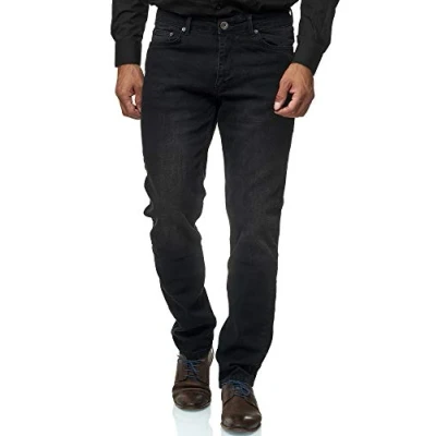 Abbildung von JEEL Herren Jeans Regular Fit Straight Cut Stretch Hose Basic Washed 06 schwarz (verwaschen) 38W / 36L