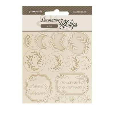 Abbildung von Stamperia Decorative Chips for Scrapbooks, Albums, Card Making, Bullet Journals and More, Moon, Laser Cut Cardboard Shapes, Easy to Glue, Perfect Crafts Gifting (Secret Diary)