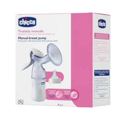 Abbildung von Chicco Natural Feeling Handmilchpumpe, Komfortable und Schnelle Stillpumpe, Einfaches Abpumpen der Milch, Ergonomische Form, mit Geneigtem Sauger Hermetischem Deckel, Wird zur Babyflasche 150 ml