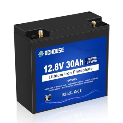 Abbildung von DCHOUSE 12V 30Ah LiFePO4 Akku Deep Cycle Lithium Batterie Wiederaufladbar Mit 4000+ Tiefzyklus und BMS Schutz für Rasenmäher, Solar Panel, Boot Motor, Wohnmobil, Camping