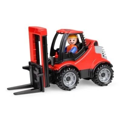 Abbildung von Lena 01627 Truckies Gabelstapler, stabiles Kinderfahrzeug ca. 22 cm lang, für Kinder ab 2 Jahre, Robustes Fahrzeug Sandkasten, Strand und Kinderzimmer