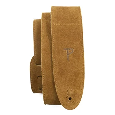 Abbildung von Perri&#039;s Leathers Ltd Guitar Strap, 2.5 Wide Soft Suede, Super Sheepskin Fur Pad, Adjustable Length, (DL325S 200 XL) Natural, X Long, Made in Canada