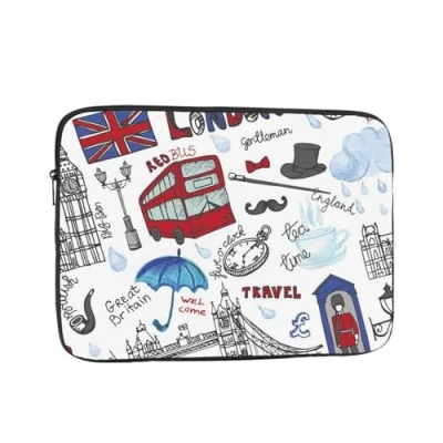 Abbildung von London bedruckte Laptophülle für 13 Zoll Laptop, stoßfestes Oxford Gewebe, Laptop Schutzhülle, Laptoptasche