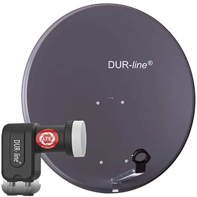 Abbildung von DUR line MDA 80 Anthrazit Digiatale 2 Teilnehmer Satellitenschüssel Komplett Anlage mit +Ultra Twin LNB [Camping, Astra 19,2, DVB S/S2, Full HD, 4K, 3D]