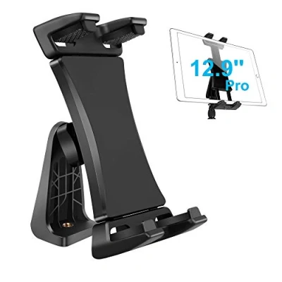 Abbildung von iPad Stativhalterung Adapter 360 Grad Drehbar Universal Tablet Klemmhalter für Pro 12.9 11 10.5, Air Mini, Surface Galaxy Tab und 3.5 bis 13.5 Zoll Handy Tablet, Stativ, Einbeinstativ