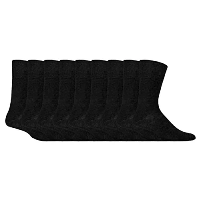 Abbildung von Gentle Grip 9er Pack Herren Ohne Gummi Socken Bunt Comfort Atmungsaktive Extra Weite Baumwolle (39 45, Schwarz)