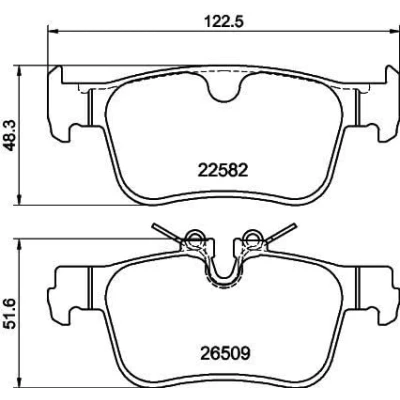 Abbildung von HELLA 8DB 355 044 311 Bremsbelagsatz für Verschleißwarnanzeiger vorbereitet mit Zubehör VOLVO: XC60 II, V90 II Kombi, V60