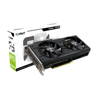 Abbildung von Palit GeForce RTX 3050 Dual Grafikkarte, 8GB, GDDR6, LHR, 3584 Core, 1320 MHz GPU, 1777 Boost, Ampere Architektur, 3X DisplayPort, HDMI, Lüfter, NE63050019P1 190AD, Schwarz