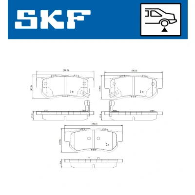 Abbildung von SKF VKBP 90340 A Bremsbelagsatz mit akustischer Verschleißwarnung HYUNDAI: Tucson, Sonata V, Grandeur, KIA: Sportage II, Optima / K5, Opirus