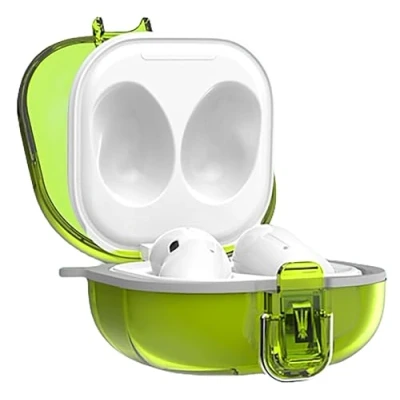 Abbildung von GIOPUEY Harte Hülle Kompatibel mit Samsung Galaxy Buds FE/Buds Pro/Buds Live/Buds 2/Buds 2 Pro, PC Stoßfeste Schutzhülle Verschlussdeckel und Schlüsselbundhaken Grün