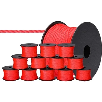 Abbildung von ToolSpace 12x Maurerschnur Bauschnur 50m x 1.6mm Rot Polypropylen Seide Richtschnur Lotschnur Stärke Pflasterschnur langlebig &amp; reißfest für Wasserwaage