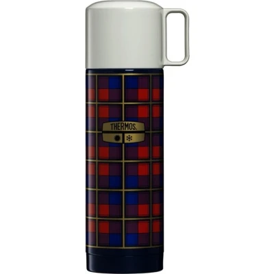 Abbildung von THERMOS REVIVAL BEVERAGE BOTTLE 0,50l, retro blue, Thermosflasche Edelstahl, Isolierflasche rot mit Trinkbecher, 18 h heiß / 24 kalt, spülmaschinenfest, absolut dicht, BPA frei