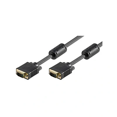 Abbildung von Goobay 50491 VGA auf Kabel 10m / Monitorkabel Full HD SVGA Bildschirmkabel Stecker 15 polig vergoldet 2x Ferritkern Monitor Schwarz