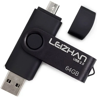 Abbildung von leizhan 64GB Micro USB 3.0 Stick Speicherstick Dual Flash Laufwerk mit Anschluss für Android Smartphone Tablets &amp; Computer (64GB,Schwarz)