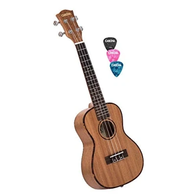 Abbildung von Cascha Konzert Ukulele Set Kinder Erwachsene I Starter Kit 3 Plektren Mahagoni 24 Zoll Premium Kleine Hawaii Gitarre für Anfänger Fortgeschrittene