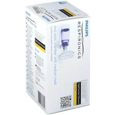 Abbildung von Philips Respironics OptiChamber Diamond Vorschaltkammer mit medium LiteTouch Maske, HH1307/00