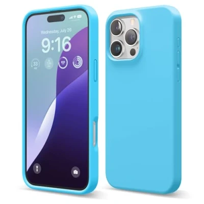 Abbildung von elago Premium Liquid Silikon Hülle Kompatibel mit iPhone 16 Pro Max Hülle, Ganzkörper Handyhülle, Stoßfest, Schlanke Kratzfester weicher Mikrofaser Innenfutter, 6.9 Zoll (Ozean Blau)