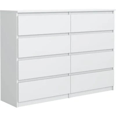 Abbildung von meble masztalerz Kommode Weiss Matt mit 8 Schubladen 120 x 101,5 39 cm Sideboard Wohnzimmer, Schlafzimmer Schubladenschrank Komodenschrank