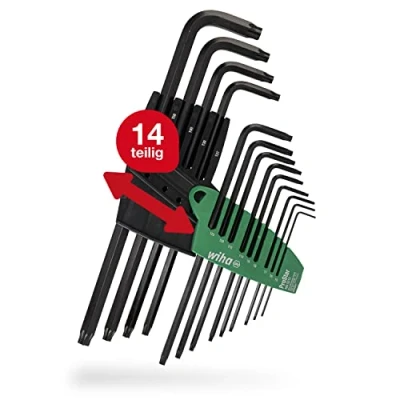 Abbildung von Wiha Stiftschlüssel Set mit ProStar Halter (24312) 14tlg. I Torx Winkelschlüssel Satz Torxschlüssel T5+T6+T7+T8+T9+T10+T15+T20+T25+T27+T30+T40+T50