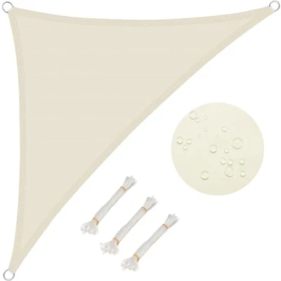Abbildung von WOLTU Sonnensegel Dreieck 3,6x3,6x5,1m Creme wasserabweisend Sonnenschutz Polyester Windschutz mit UV Schutz für Garten Terrasse Camping
