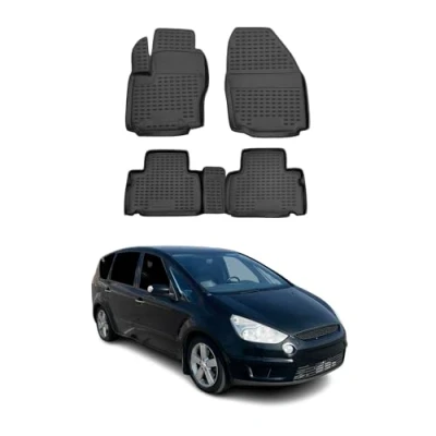 Abbildung von OMAC Gummimatten Fußmatten kompatibel mit Ford S Max 2006 2014 TPE Automatten Schwarz 4X