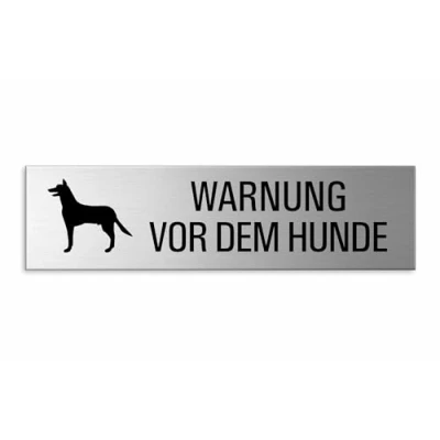 Abbildung von OFFORM DESIGN Hinweisschild Warnung vor dem Hunde 15x4 cm Aluminium Edelstahloptik, (1 St)