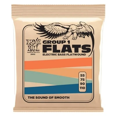 Abbildung von Ernie Ball Flatwound Group I E Bass Saiten, Stärke 55 110