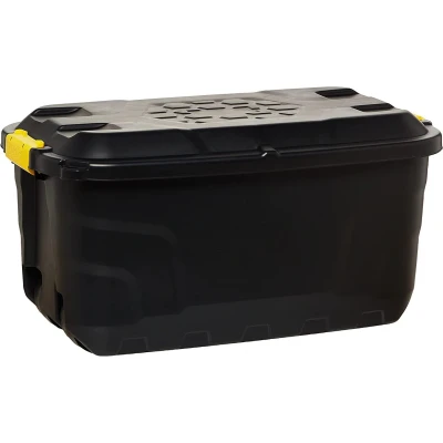 Abbildung von Strata Heavy Duty Aufbewahrungskoffer mit Deckel und Rollen 75 Liter, 77x42x40cm Schwarz