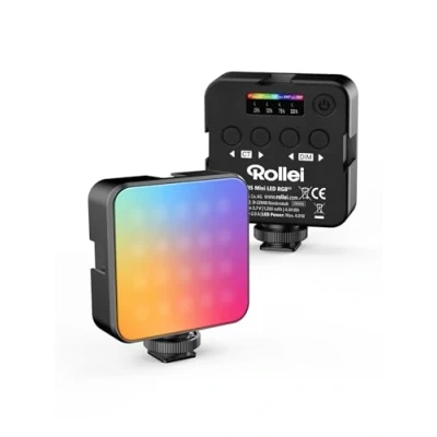 Abbildung von Rollei Lumis Mini RGB Color LED Dauerlicht, Videoleuchte mit 60 LED&#039;s, 2500 9000K,6 W, 200 lux (0.5m bei 5500K)
