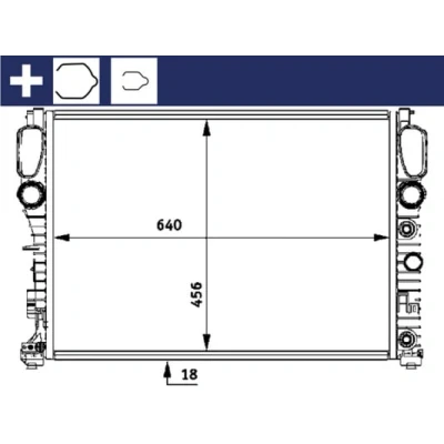 Abbildung von MAHLE ORIGINAL CR 512 000S Kühler, Motorkühlung für Fahrzeuge mit/ohne Klimaanlage 640 456 18 Kühlrippen gelötet MERCEDES BENZ: E Klasse T modell