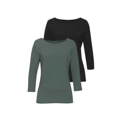 Abbildung von LASCANA 3/4 Arm Shirt, (2er Pack), aus elastischer Baumwoll Modal Qualität