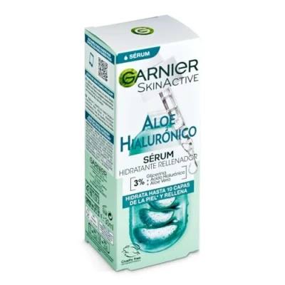 Abbildung von Garnier Aloe Hyaluron Filler Feuchtigkeitsserum mit 3% Glycerin + Hyaluronsäure Vera Spendet intensiv Feuchtigkeit und füllt in nur einem Tropfen