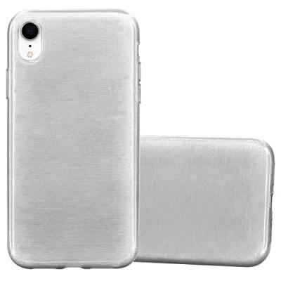 Abbildung von Cadorabo Hülle kompatibel mit Apple iPhone XR Schutzhülle TPU Silikon Case Brushed Design Slim Kratzfest Weiche Gummi Rundumschutz für in Silber