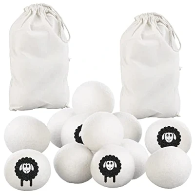 Abbildung von infactory Öko Waschball: 12er Set Wiederverwendbare XXL Trocknerbälle aus Wolle, je 7 cm (Tocknerbälle, Trocknerkugeln, Waschmaschine)