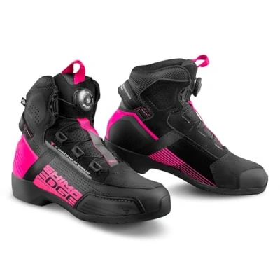 Abbildung von SHIMA EDGE VENTED Motorrad Schuhe Damen Leder Belüftet Motorradstiefel Protektoren ATOP Rutschfeste Sohle Knöchelstütze Seitlicher Reißverschluss Bikerboots (Frauen, Belüftet, Rosa, 38)
