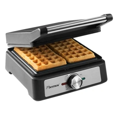 Abbildung von bestron Waffeleisen AWM100BL, 1600 W, Backampel &amp; stufenlose Temperaturkontrolle