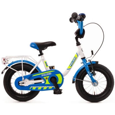 Abbildung von Bachtenkirch Kinderfahrrad &quot;12&quot; &quot;POLIZEI&quot; kristall weiß/blau/neon&quot;, 1 Gang, ohne Schaltung