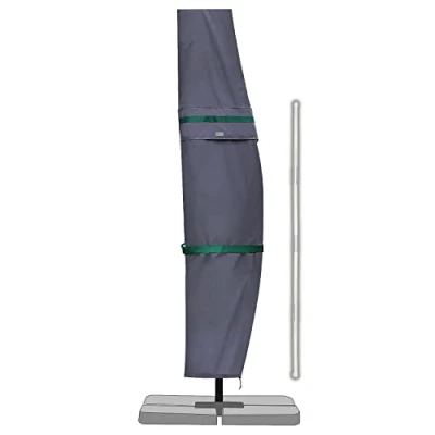 Abbildung von Sekey Ampelschirm / Sonnenschirm Schutzhülle mit Stab, Abdeckhauben für Gartenschirm Belüftungsöffnungen, Abdeckung Kurbelschirm Balkonschirm, 100% Polyester, wasserdicht, Dunkelgrau.