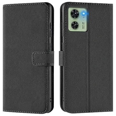 Abbildung von Verco Handyhülle für Motorola Edge 40 Hülle, Bookcase Tasche Flipcover Case [Kartenfächer/Aufstellfunktion], Schwarz