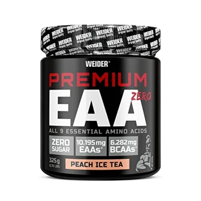 Abbildung von Weider Premium EAA Pulver Essentielle Aminosäuren BCAA 2:1:1 Verhältnis, vegan &amp; zuckerfrei 325g Peach Ice Tea