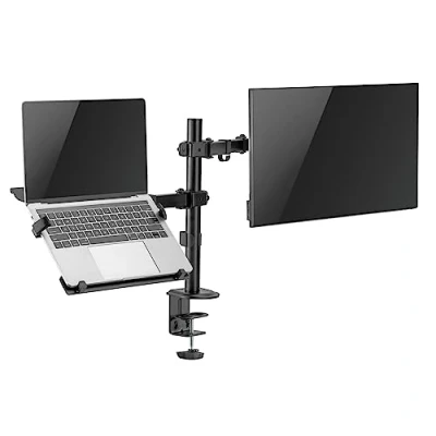 Abbildung von Ewent Monitor Halterung mit Laptop Arm für 13 32 Zoll LCD LED Bildschirm bis zu 15,6“ Notebook, Neigbare, Drehbare, Schreibtisch Klammer, VESA 75x75 100x100mm