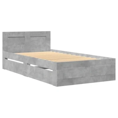 Abbildung von vidaXL Bett Bettgestell mit Kopfteil Betongrau 100x200 cm Holzwerkstoff