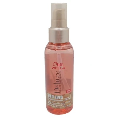 Abbildung von Wella Deluxe leichtes Haaröl Glanz und Geschmeidigkeit ohne Beschweren Frizz Kontrolle für feines Haar mit pflegendem Avocado Kamelienöl 100 ml