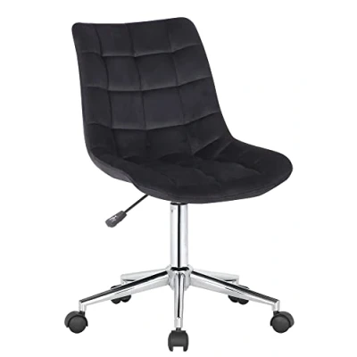 Abbildung von CLP Bürostuhl Medford Samt I Drehstuhl Für Home Office Schreibtischstuhl Höhenverstellbar Mit Drehfunktion, Metallgestell Und Rollen, Farbe:schwarz