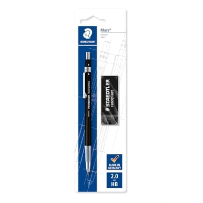 Abbildung von STAEDTLER 780 C BKP6 Mars technico Fallminenstift mit Härtegradanzeige Promotion Radierer, Blisterkarte, schwarz, 1 Stück (1er Pack)