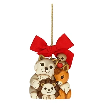 Abbildung von THUN Weihnachtsschmuck, Wolf Noah und Seine Freunde aus Keramik von Hand verziert Weihnachtsgeschenkidee 2022 6,9 x 6,8 7,7 cm h